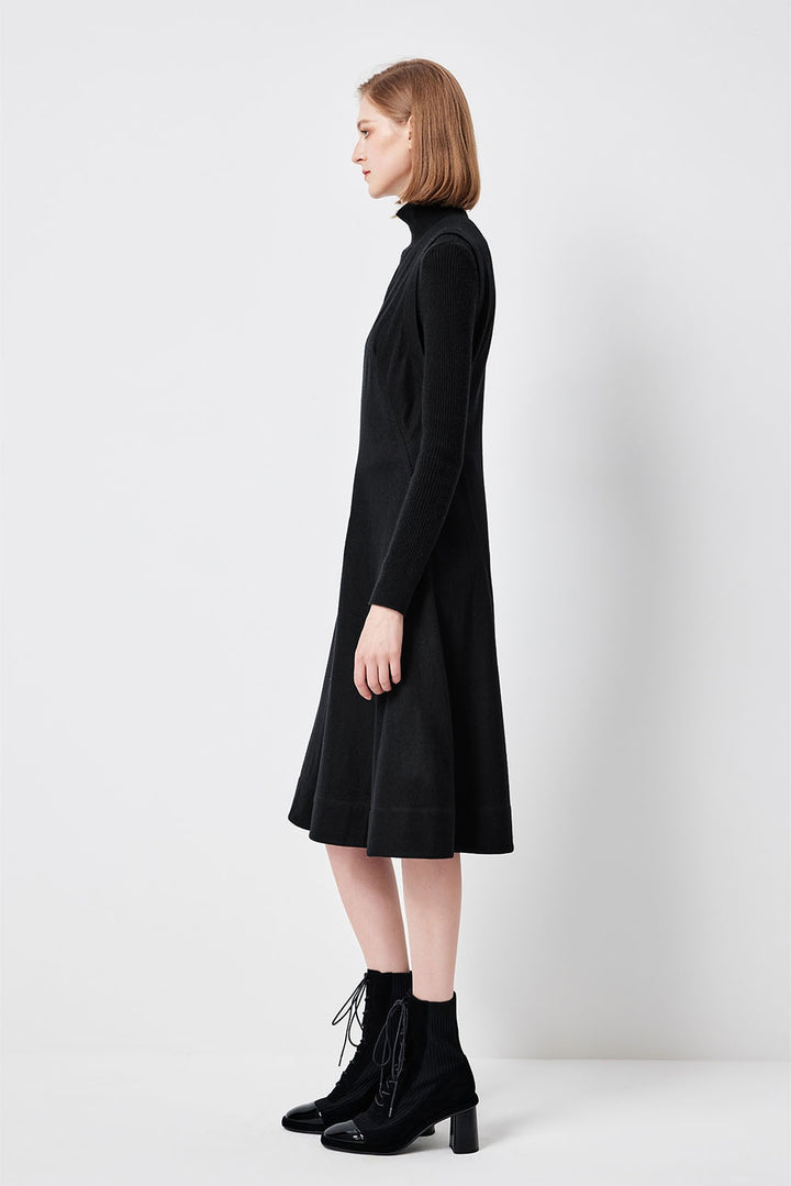 MARYLING Noir Sculpted Waist Elegant Midi Dresses