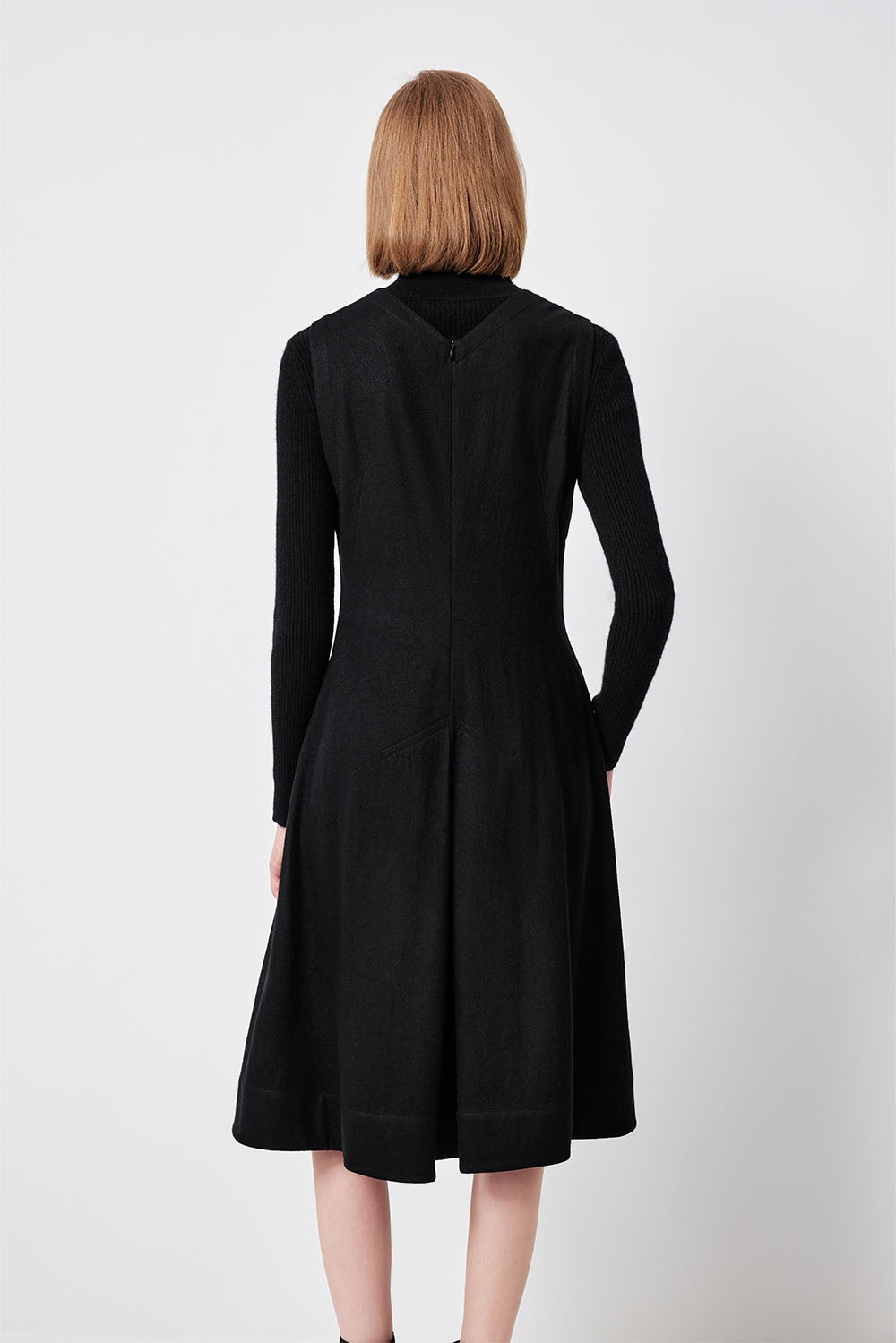 MARYLING Noir Sculpted Waist Elegant Midi Dresses