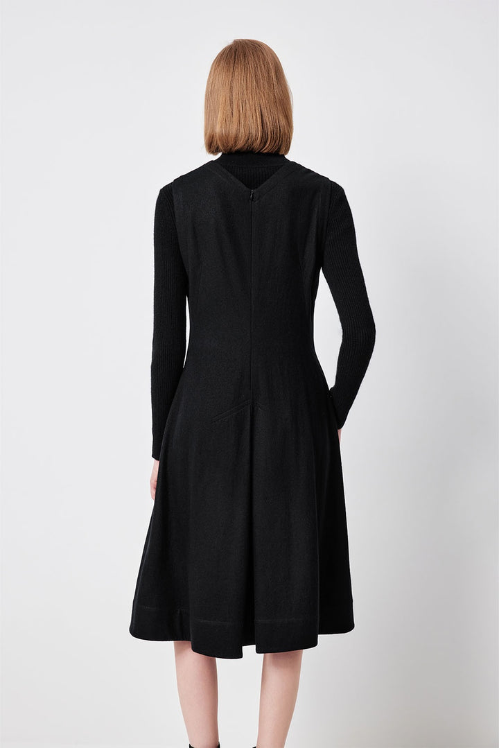 MARYLING Noir Sculpted Waist Elegant Midi Dresses