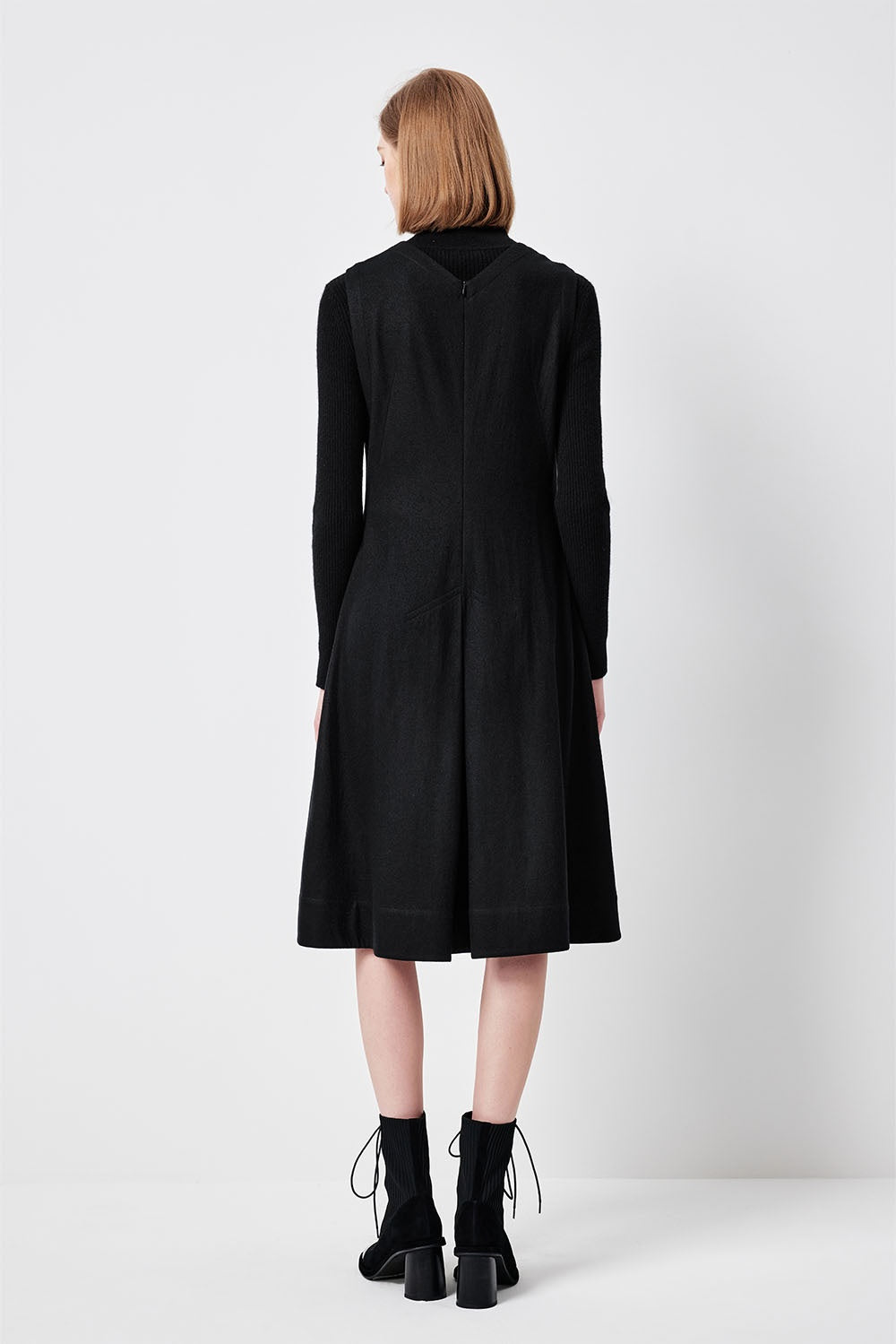 MARYLING Noir Sculpted Waist Elegant Midi Dresses