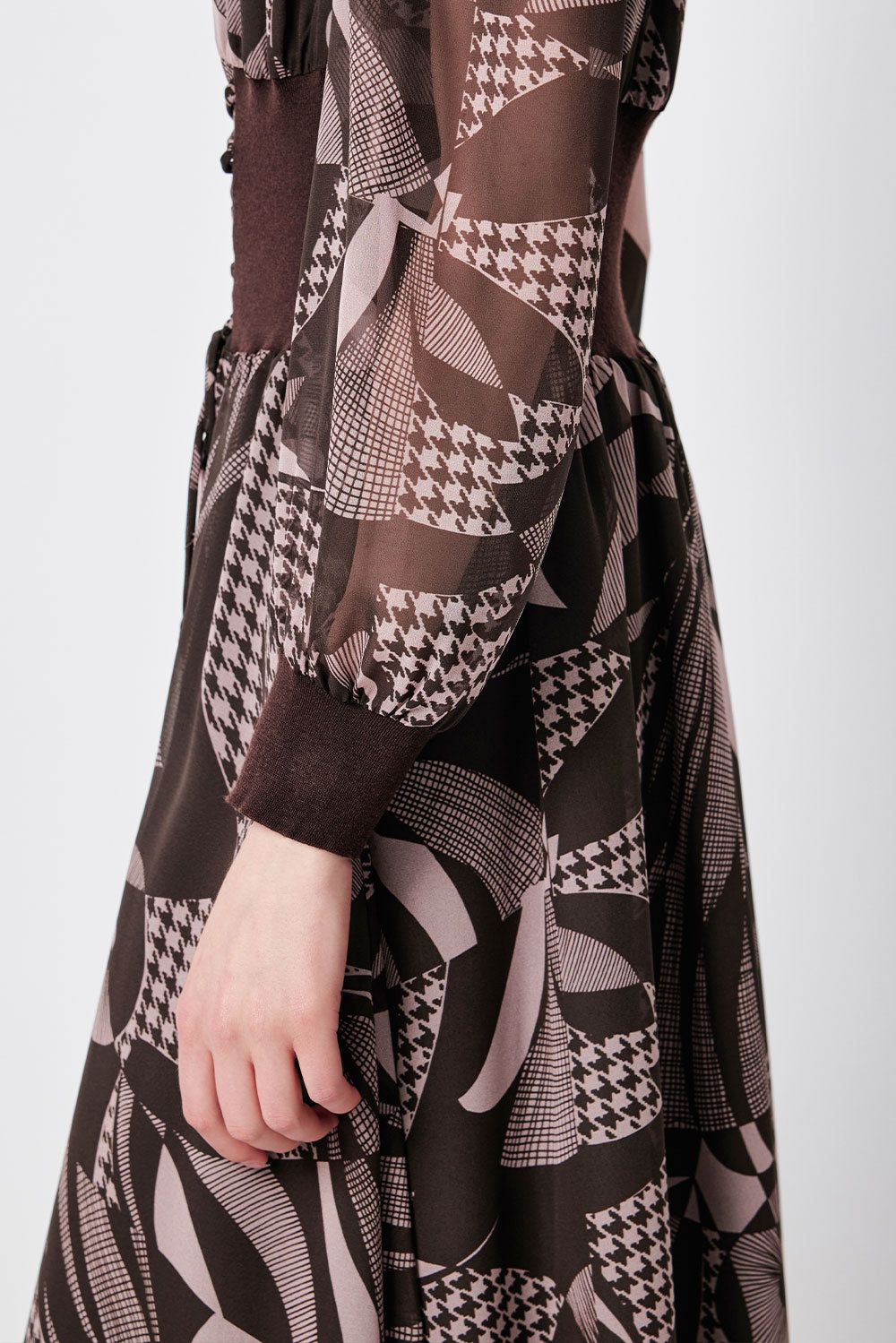 MARYLING Pink Mocha Lily of the Valley Whispering Elegance Long-Sleeve Maxi Dresses