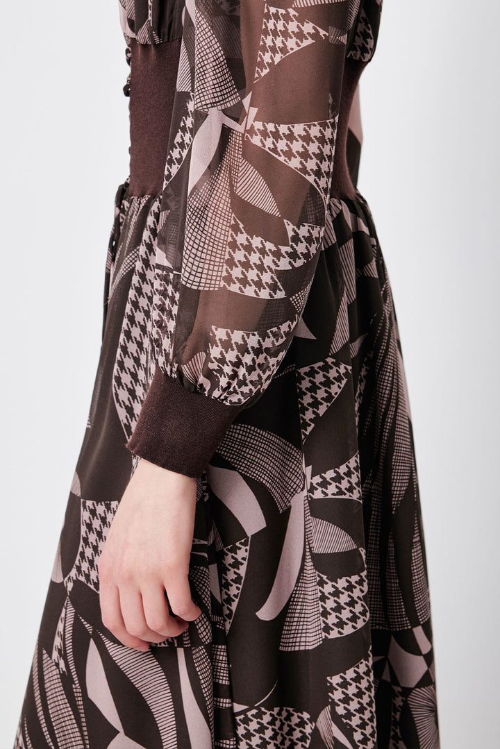 MARYLING Pink Mocha Lily of the Valley Whispering Elegance Long-Sleeve Maxi Dresses