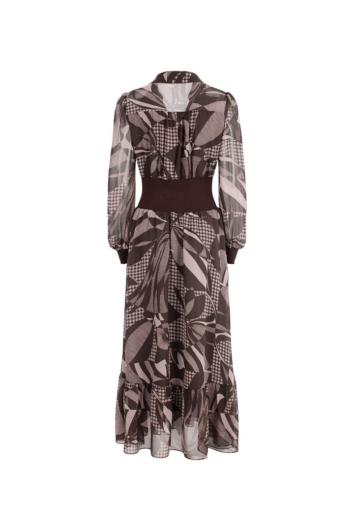 MARYLING Pink Mocha Lily of the Valley Whispering Elegance Long-Sleeve Maxi Dresses