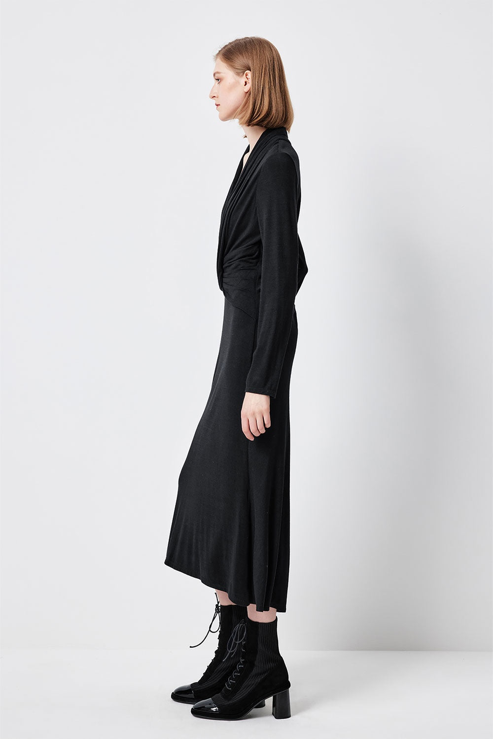MARYLING Midnight Noir Sculpted Long-Sleeve Column Dresses