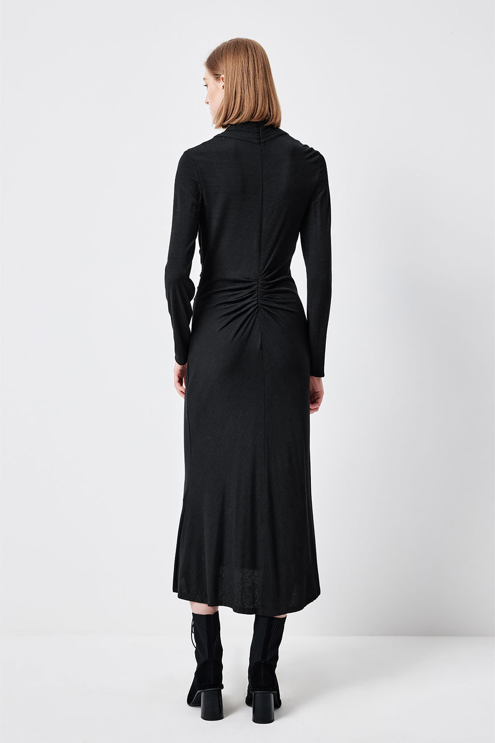 MARYLING Midnight Noir Sculpted Long-Sleeve Column Dresses
