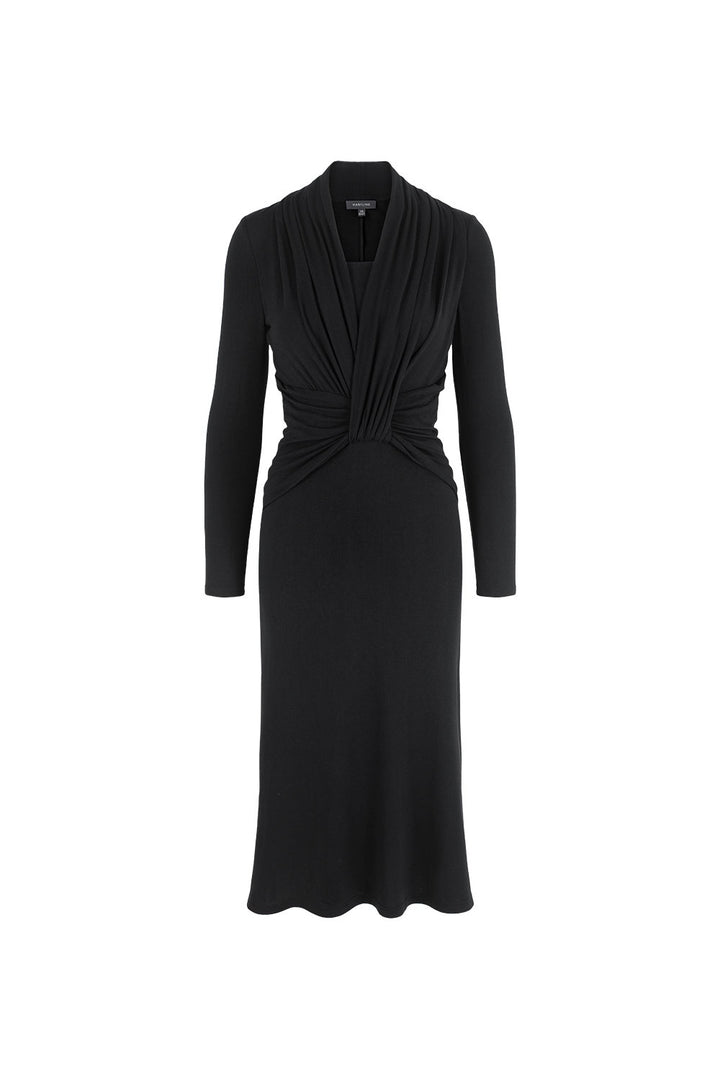 MARYLING Midnight Noir Sculpted Long-Sleeve Column Dresses