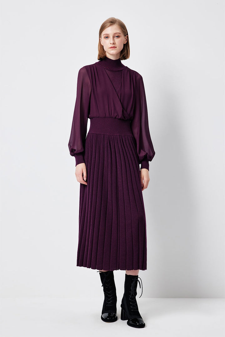 MARYLING Violet Amethyst Sculpted Long-Sleeve Column Dresses