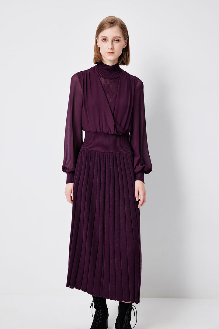 MARYLING Violet Amethyst Sculpted Long-Sleeve Column Dresses