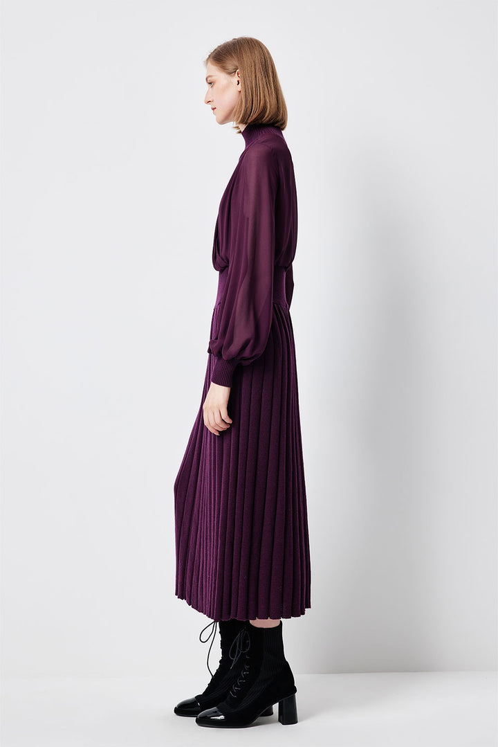 MARYLING Violet Amethyst Sculpted Long-Sleeve Column Dresses