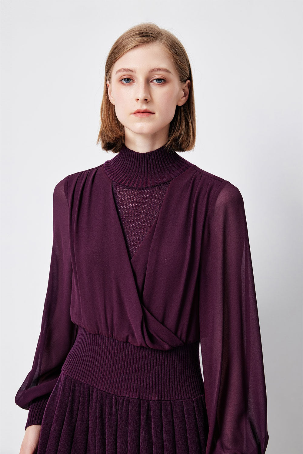 MARYLING Violet Amethyst Sculpted Long-Sleeve Column Dresses