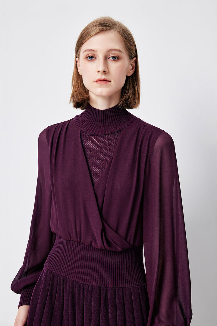 MARYLING Violet Amethyst Sculpted Long-Sleeve Column Dresses