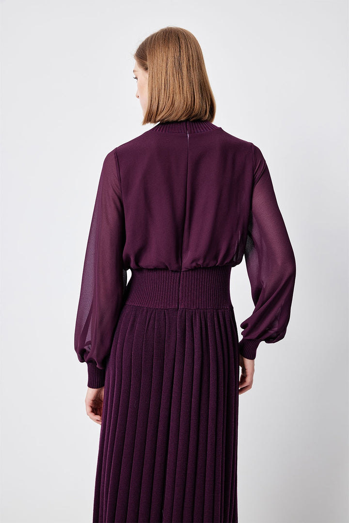 MARYLING Violet Amethyst Sculpted Long-Sleeve Column Dresses