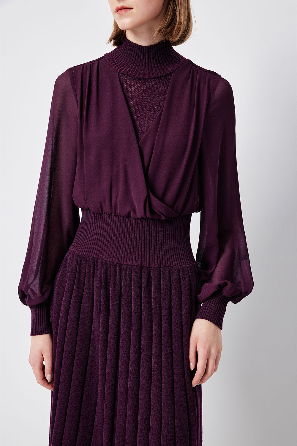 MARYLING Violet Amethyst Sculpted Long-Sleeve Column Dresses