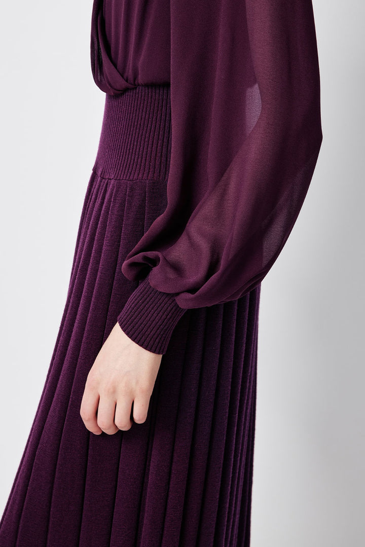 MARYLING Violet Amethyst Sculpted Long-Sleeve Column Dresses