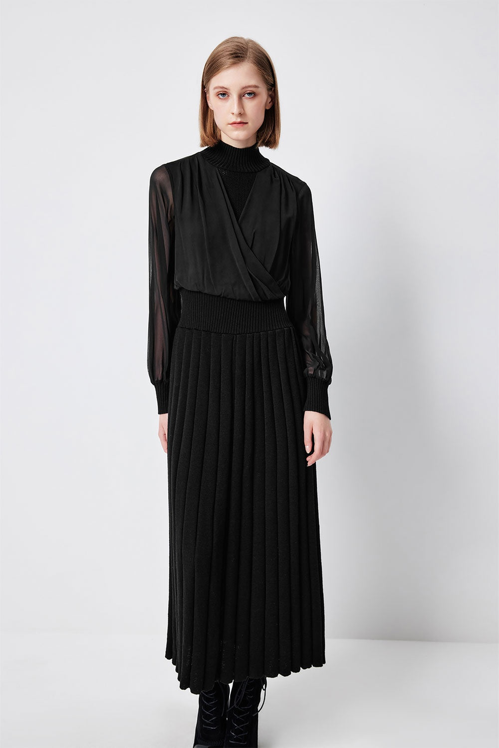 MARYLING Violet Amethyst Sculpted Long-Sleeve Column Dresses