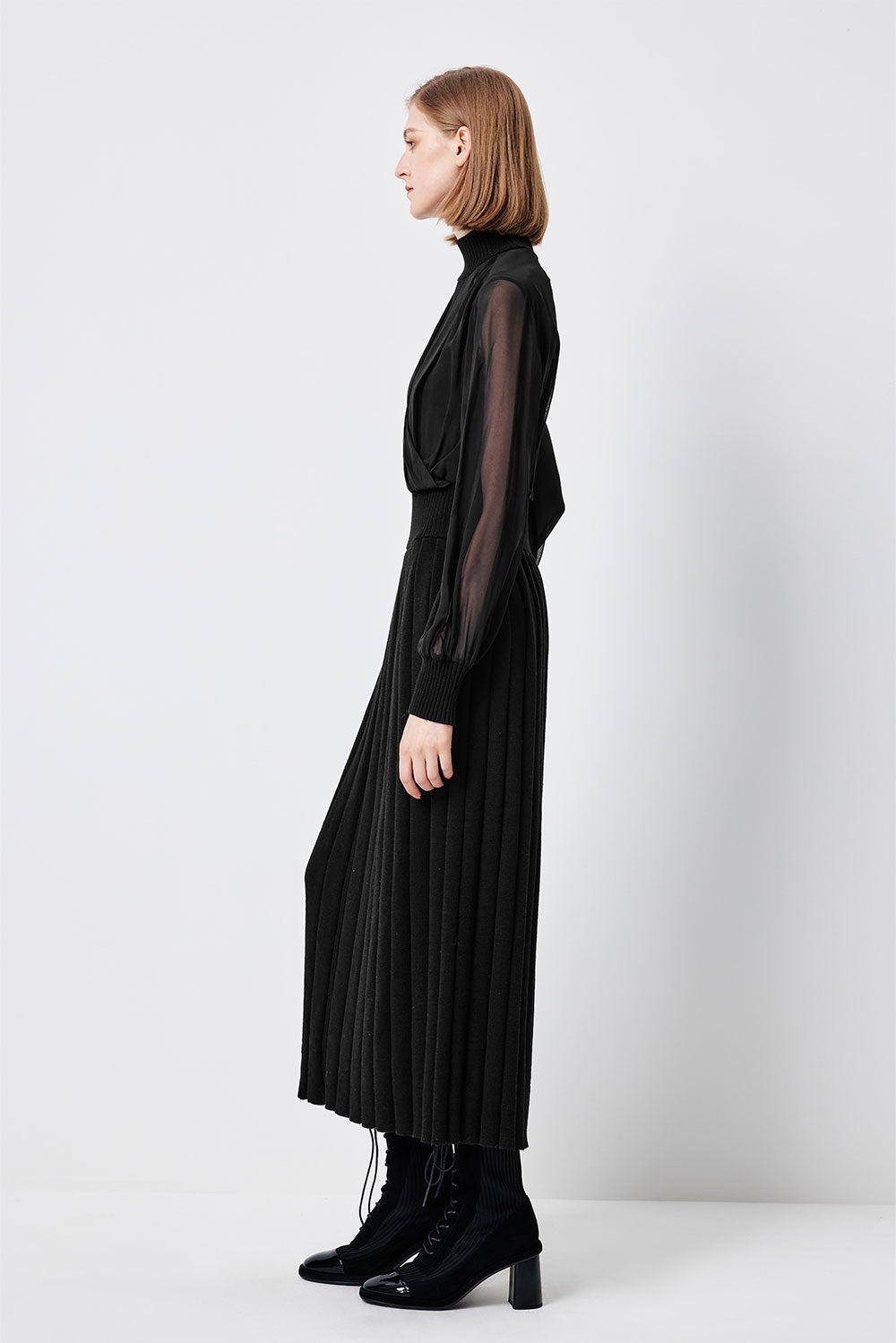 MARYLING Violet Amethyst Sculpted Long-Sleeve Column Dresses