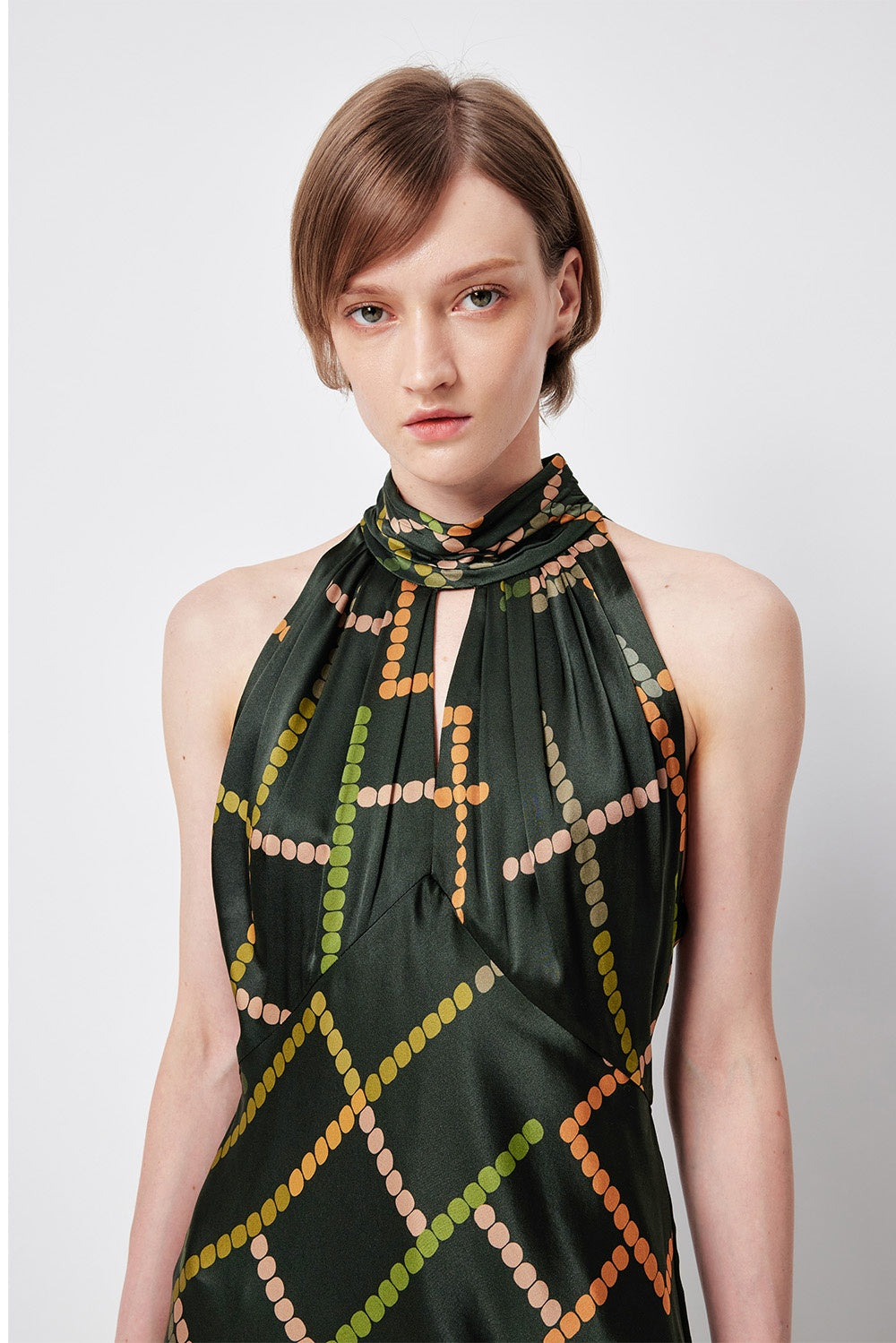 MARYLING Deep Emerald Stellar Grid Elegant Maxi Dresses