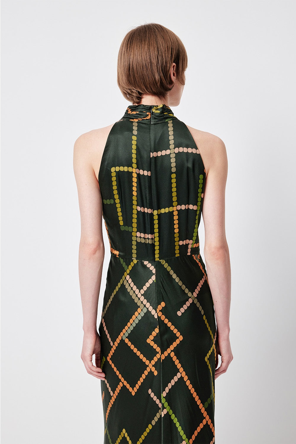 MARYLING Deep Emerald Stellar Grid Elegant Maxi Dresses