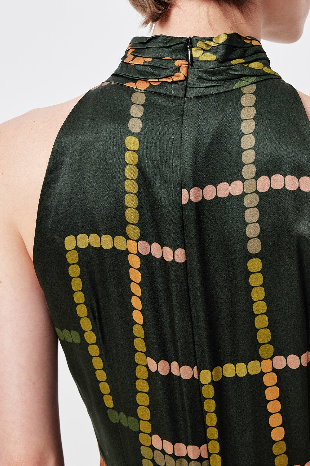 MARYLING Deep Emerald Stellar Grid Elegant Maxi Dresses