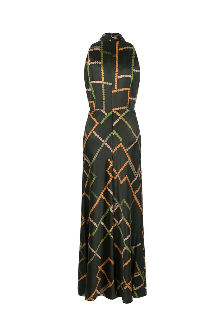 MARYLING Deep Emerald Stellar Grid Elegant Maxi Dresses