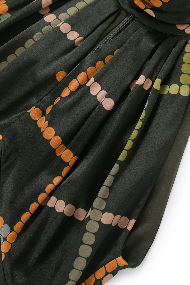 MARYLING Deep Emerald Stellar Grid Elegant Maxi Dresses