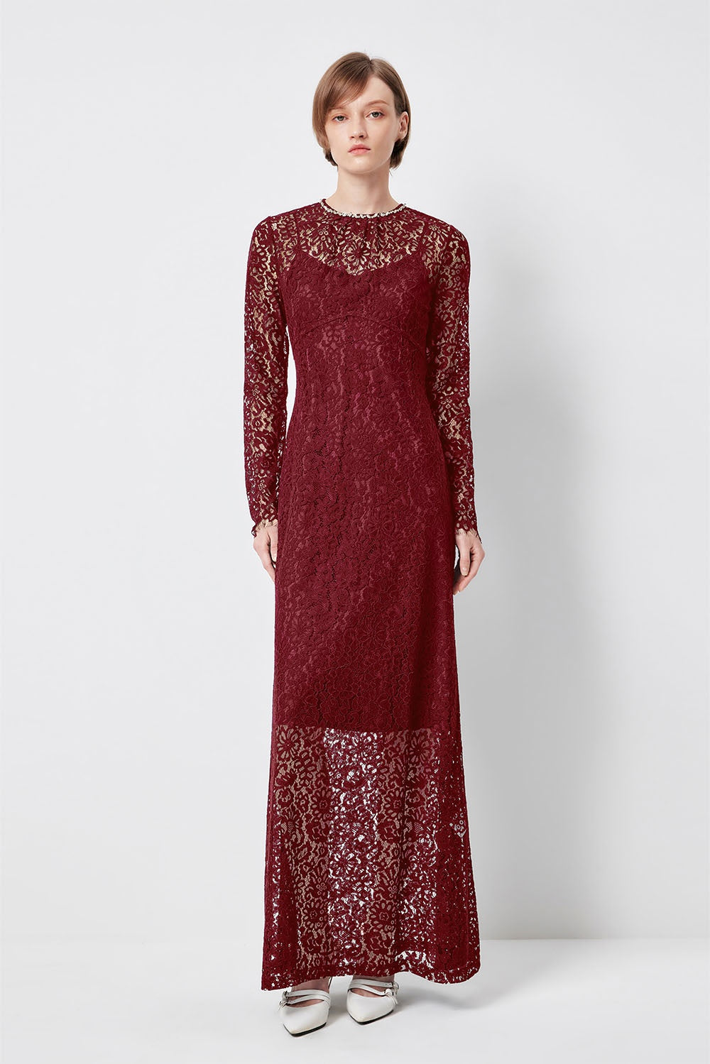 MARYLING Enchanted Evening Lace Long-Sleeve Elegant Gown Dresses