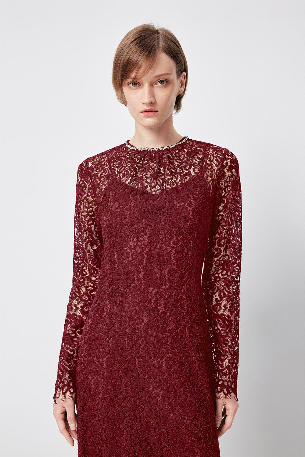 MARYLING Enchanted Evening Lace Long-Sleeve Elegant Gown Dresses