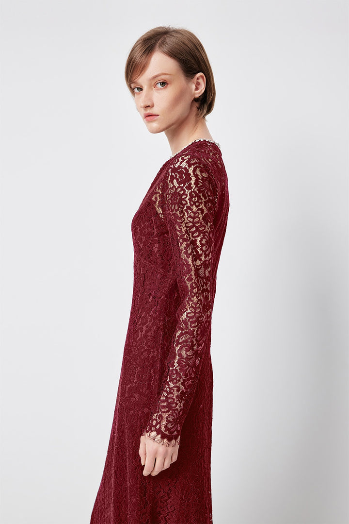 MARYLING Enchanted Evening Lace Long-Sleeve Elegant Gown Dresses