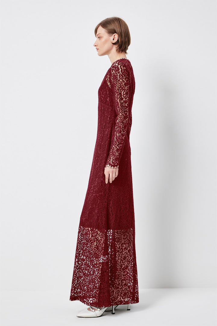 MARYLING Enchanted Evening Lace Long-Sleeve Elegant Gown Dresses