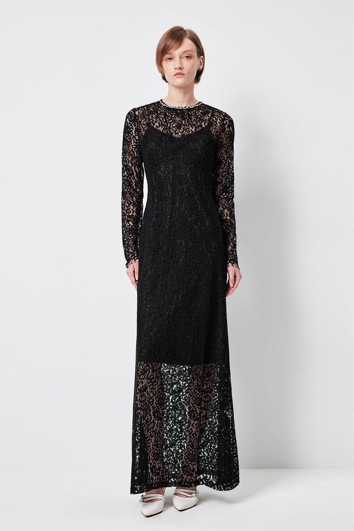 MARYLING Enchanted Evening Lace Long-Sleeve Elegant Gown Dresses