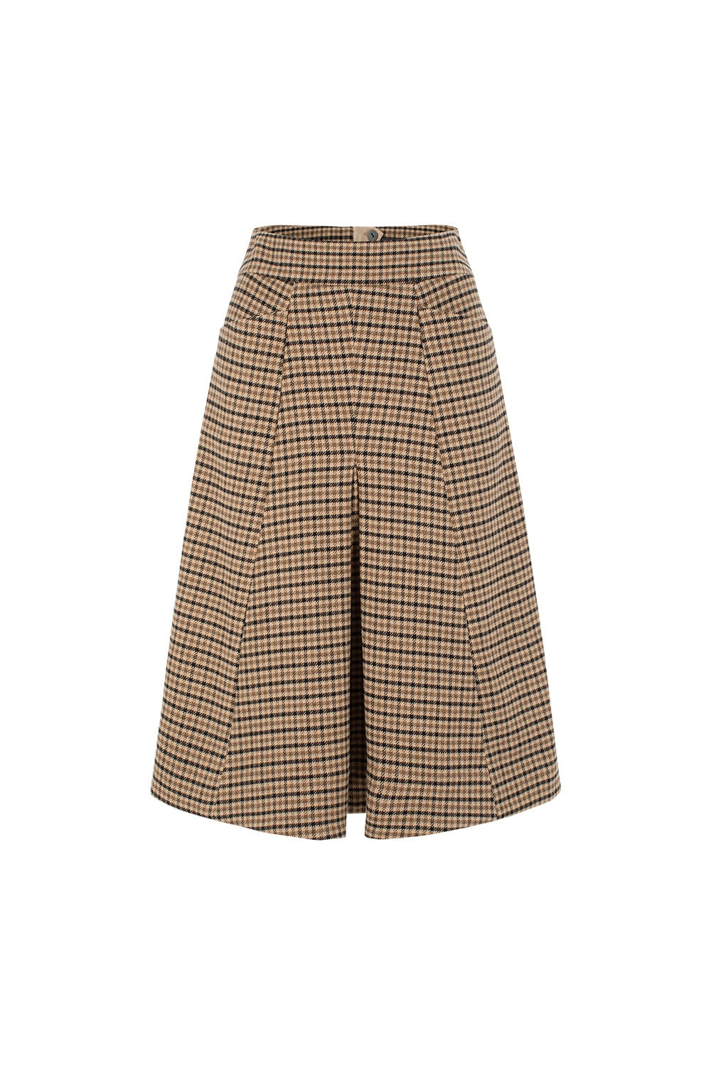 MARYLING Caramel Glen Plaid Timeless Elegance Tailored A-Line Midi Skirts