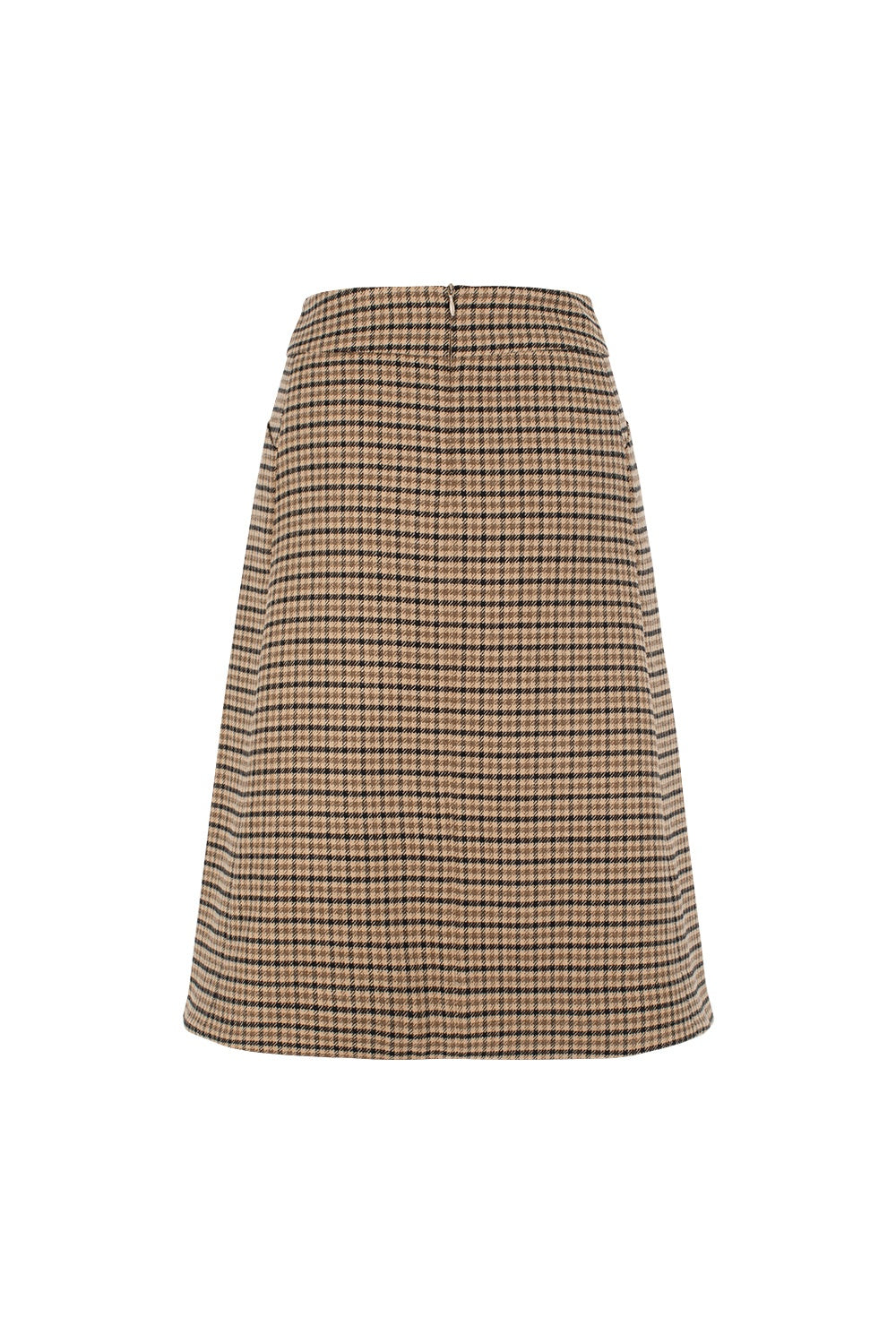 MARYLING Caramel Glen Plaid Timeless Elegance Tailored A-Line Midi Skirts