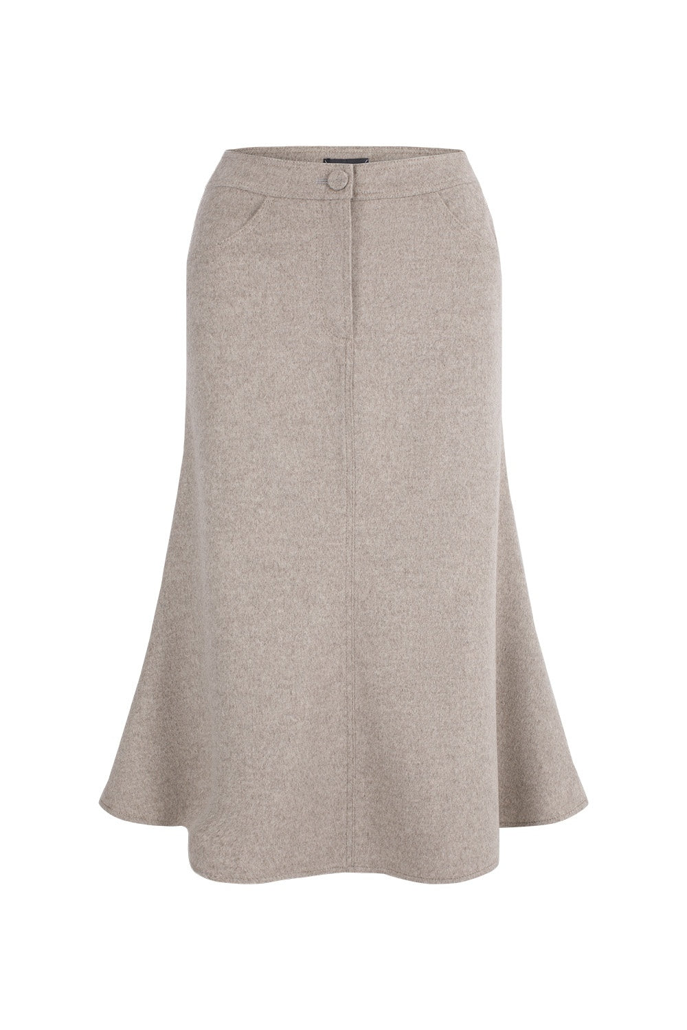 MARYLING Oatmeal Timeless Elegance Sculpted High-Waisted A-Line Midi Skirts