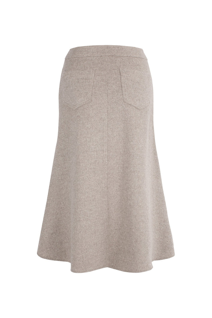 MARYLING Oatmeal Timeless Elegance Sculpted High-Waisted A-Line Midi Skirts