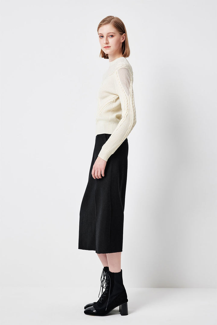 MARYLING Midnight Noir Sculpted High-Waisted Tailored Pencil Midi Skirts