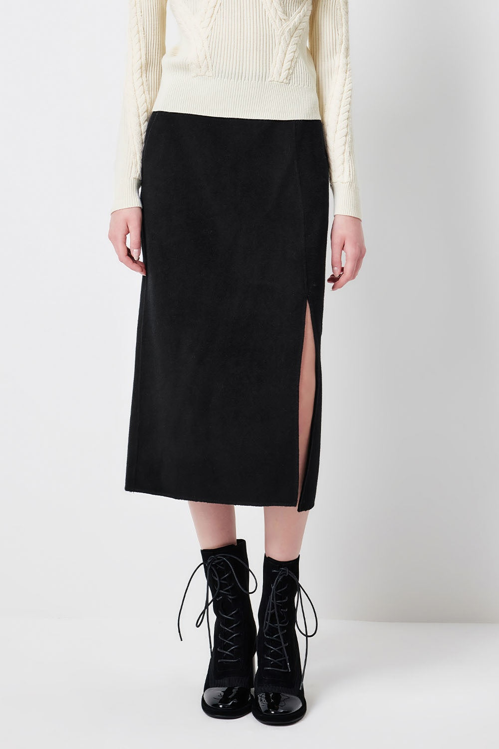 MARYLING Midnight Noir Sculpted High-Waisted Tailored Pencil Midi Skirts