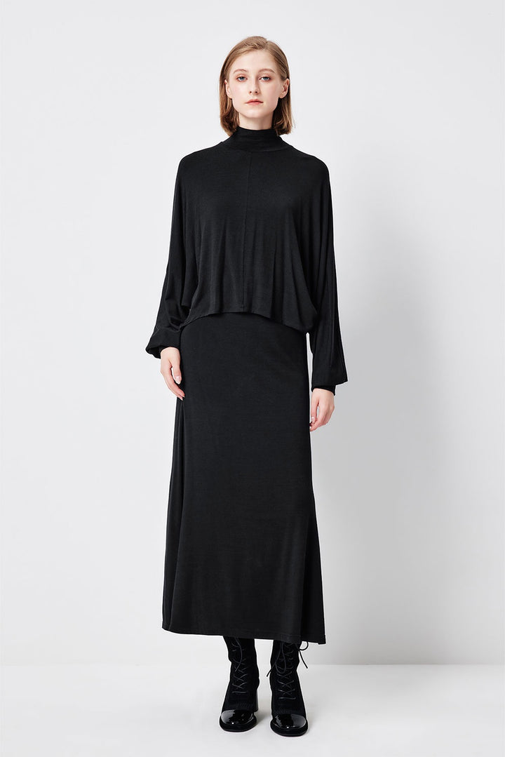 MARYLING Midnight Noir Sculpted A-Line Midi Skirts