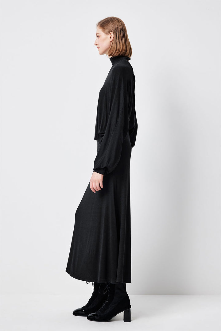 MARYLING Midnight Noir Sculpted A-Line Midi Skirts