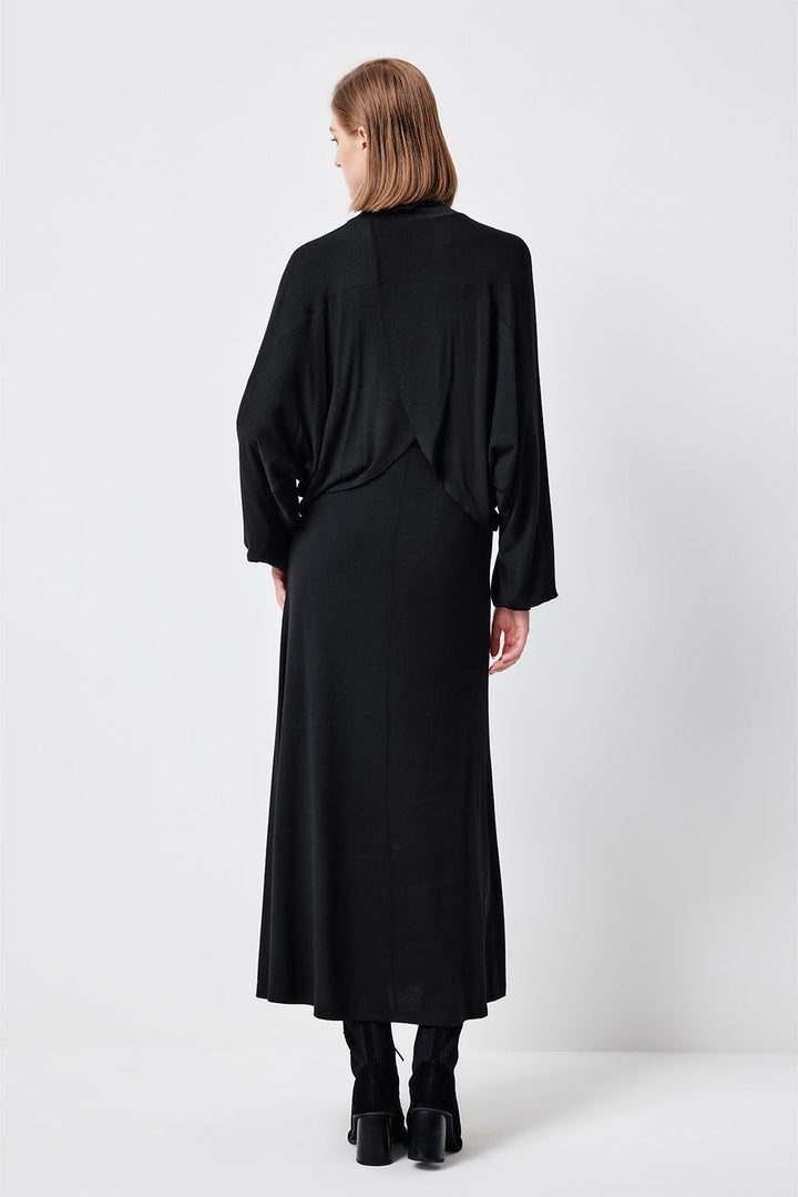 MARYLING Midnight Noir Sculpted A-Line Midi Skirts