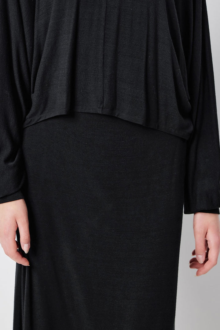 MARYLING Midnight Noir Sculpted A-Line Midi Skirts