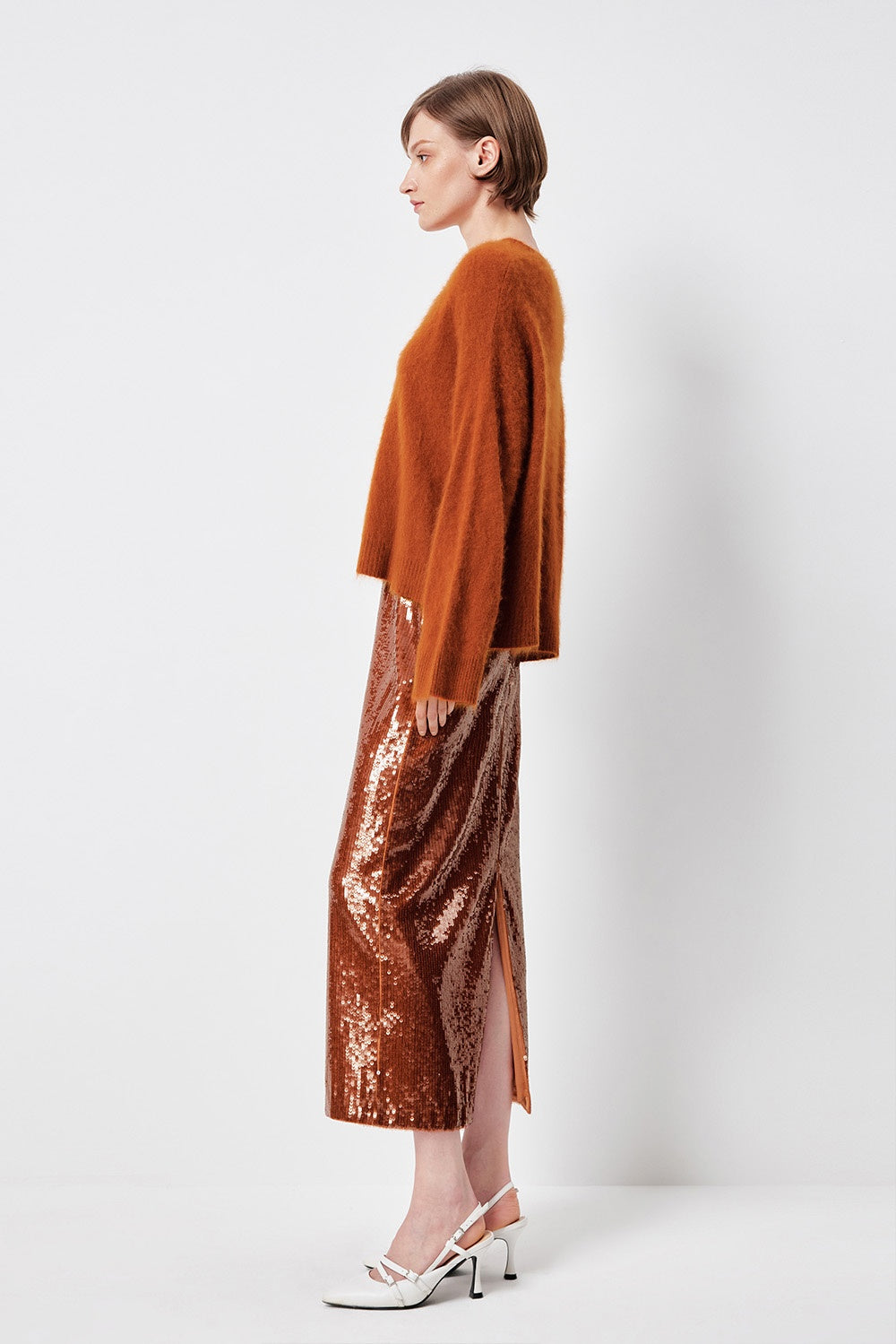 MARYLING Amber Gleam Metallic A-Line Midi Skirts