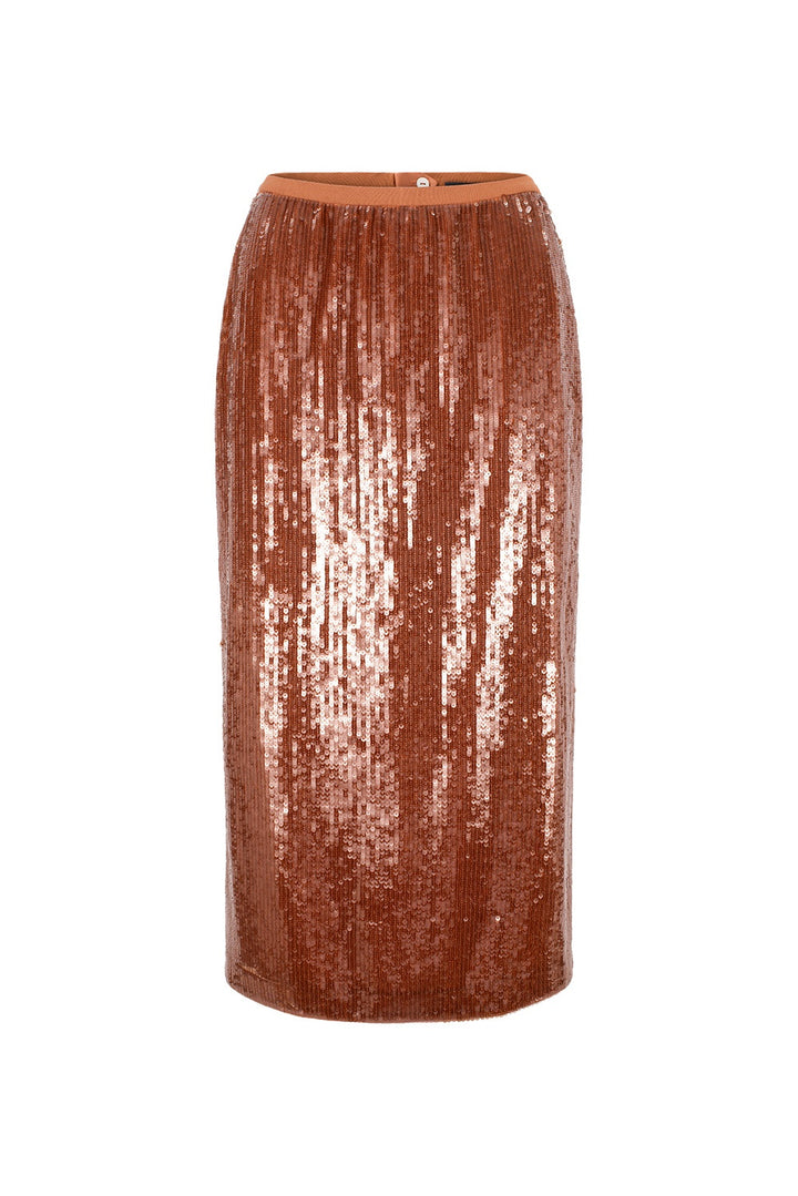 MARYLING Amber Gleam Metallic A-Line Midi Skirts