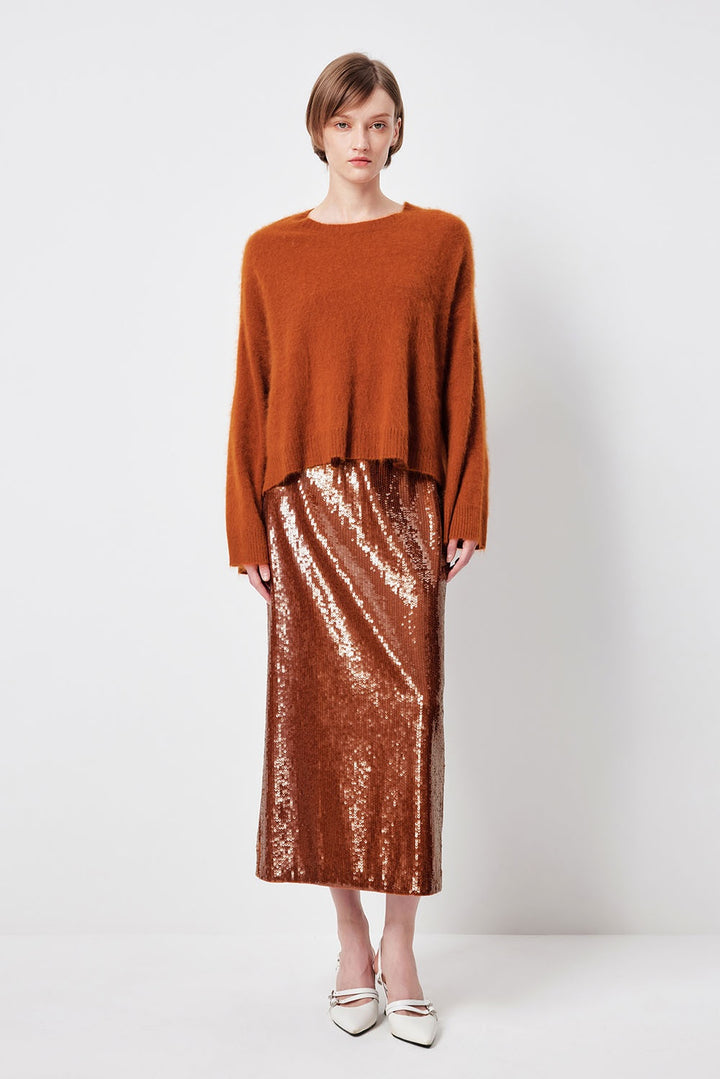 MARYLING Amber Gleam Metallic A-Line Midi Skirts