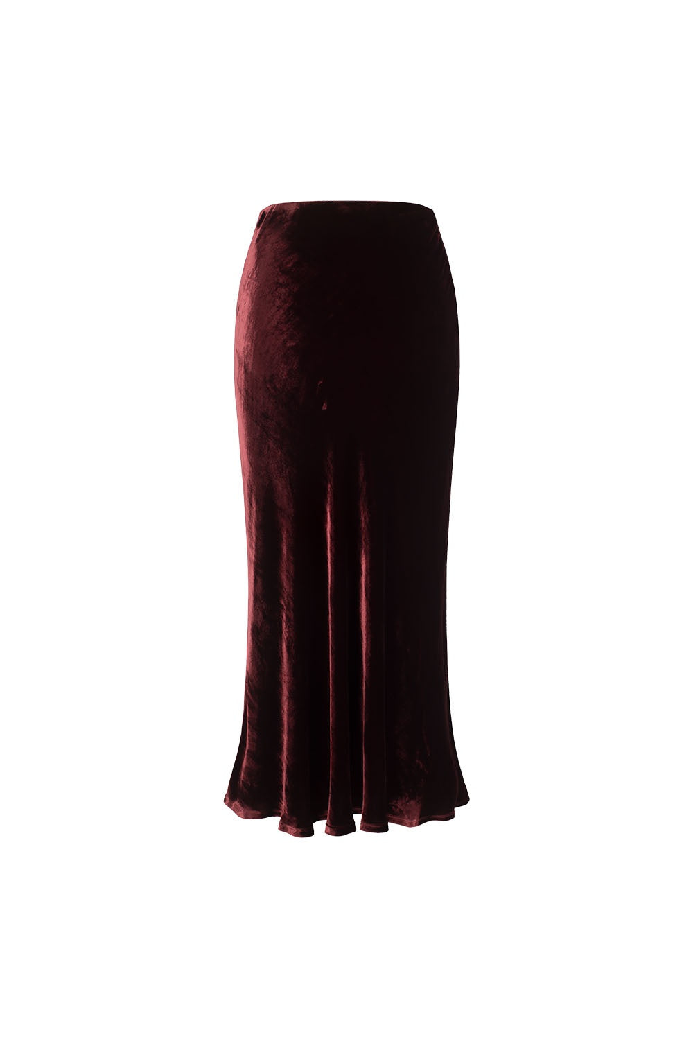 MARYLING Burgundy Whisper Softly Draped Waist-Defined A-Line Midi Skirts
