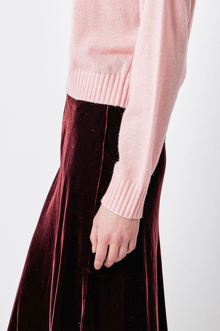 MARYLING Burgundy Whisper Softly Draped Waist-Defined A-Line Midi Skirts