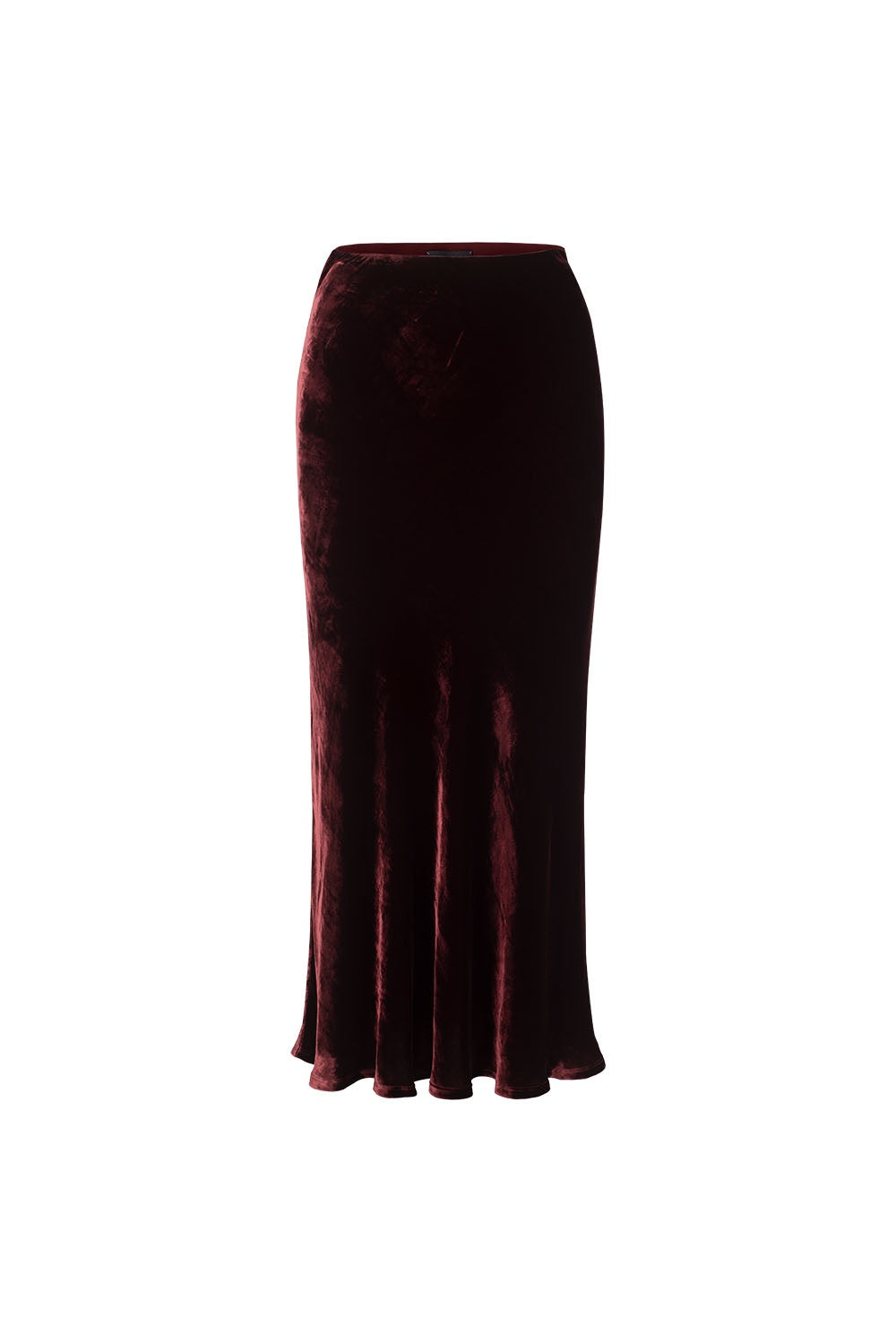 MARYLING Burgundy Whisper Softly Draped Waist-Defined A-Line Midi Skirts