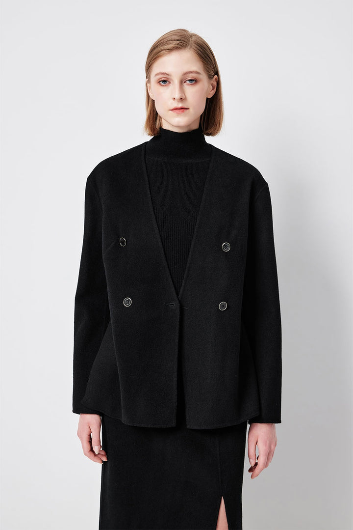 MARYLING Midnight Noir Sculpted Waist Double-Breasted Tailored Blazers