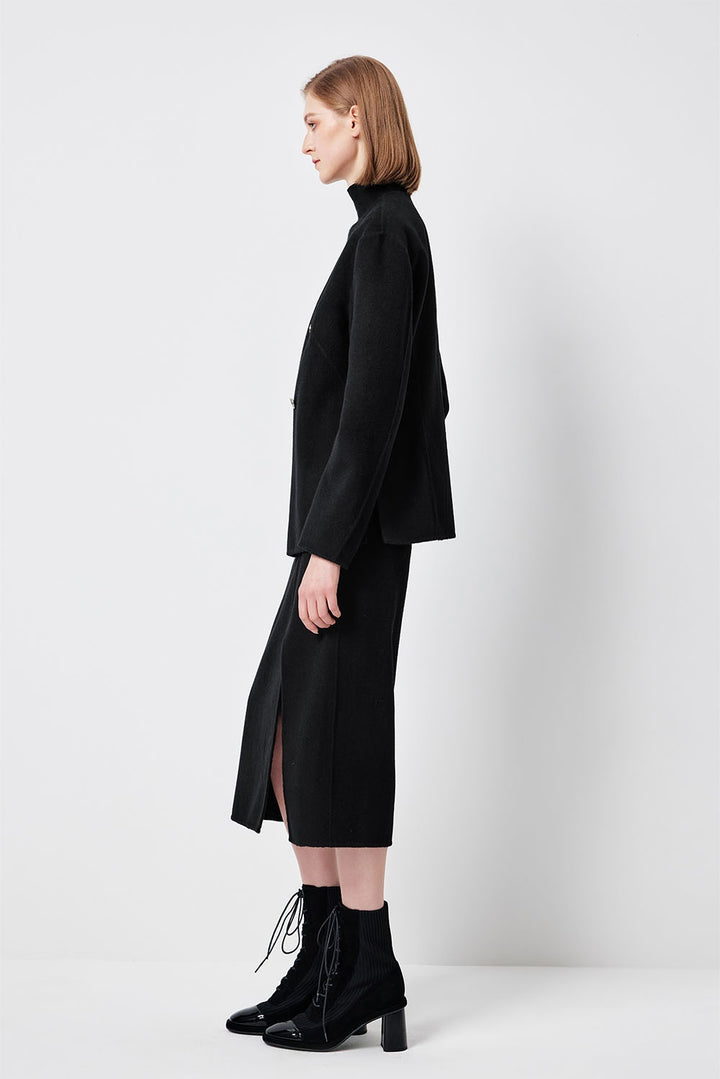 MARYLING Midnight Noir Sculpted Waist Double-Breasted Tailored Blazers
