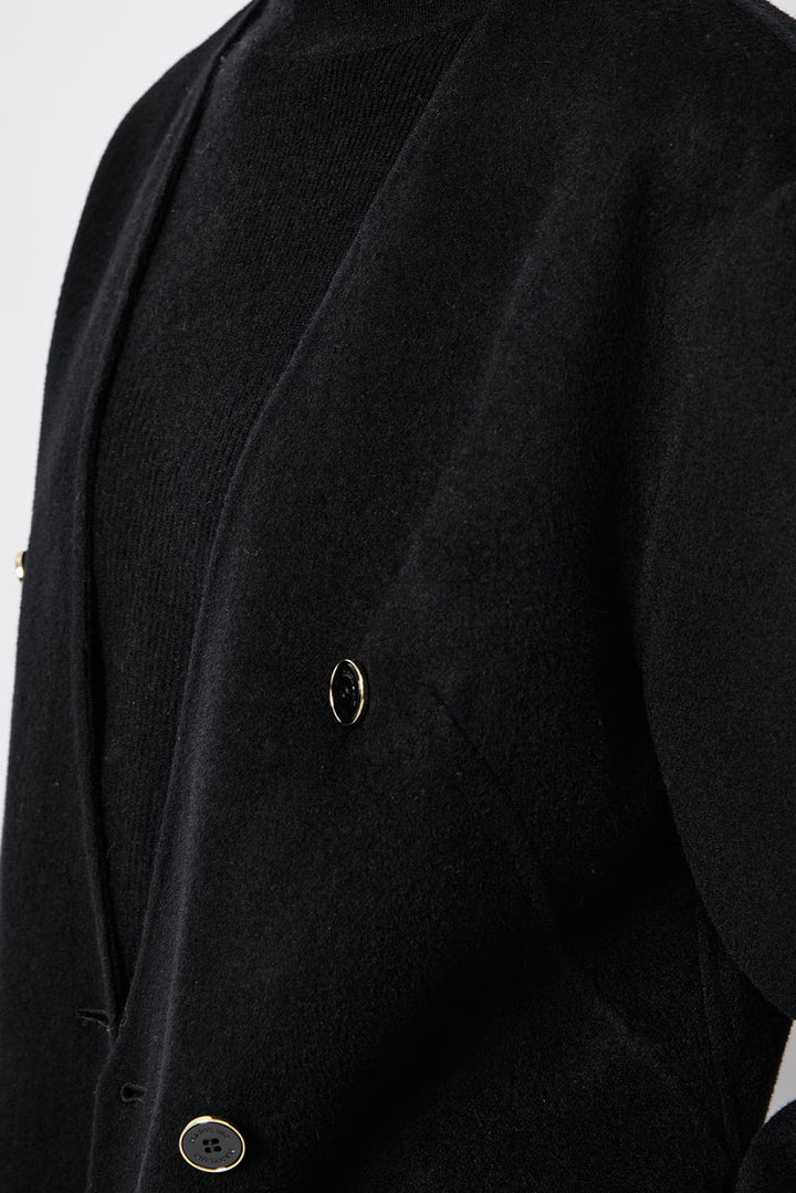 MARYLING Midnight Noir Sculpted Waist Double-Breasted Tailored Blazers