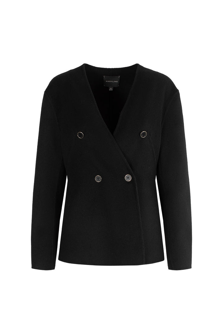 MARYLING Midnight Noir Sculpted Waist Double-Breasted Tailored Blazers
